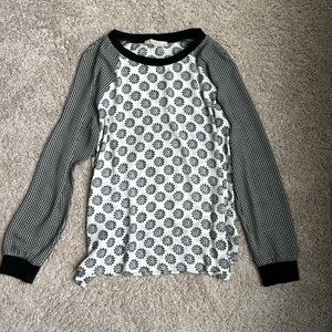 Loft black patterned blouse, size medium